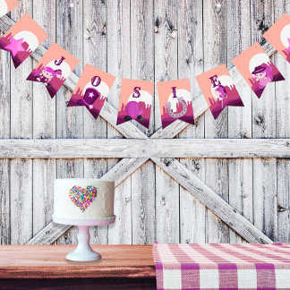 Niedliche Rosa Cowgirl Western Wüste jedes Alter G Wimpelkette