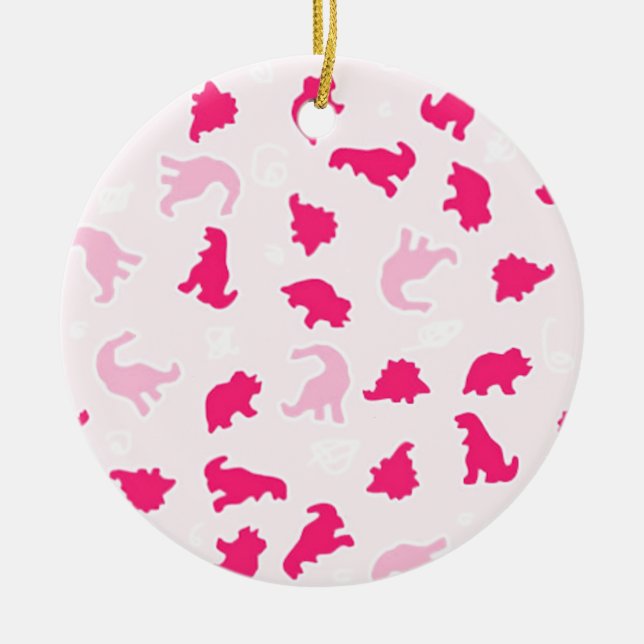 Niedliche rosa Dinosaurier Keramik Ornament (Vorne)