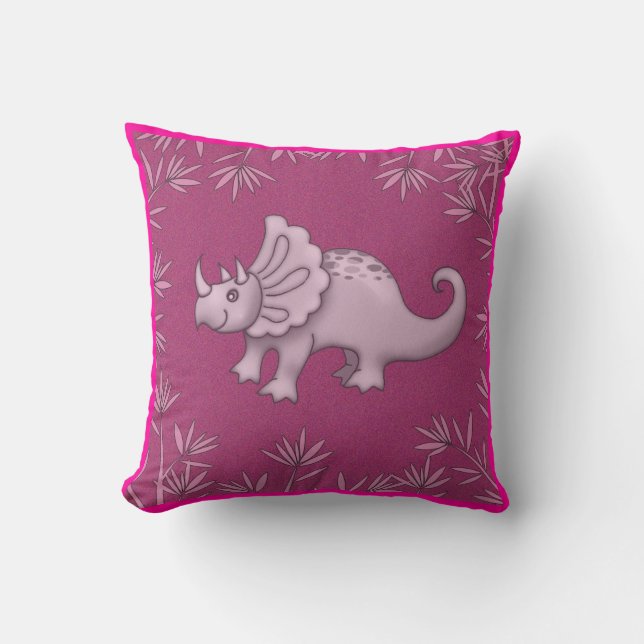 Niedliche Rosa Dinosaurier KissenTriceratops für K Kissen (Vorderseite)
