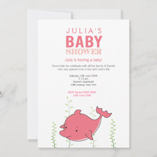 Niedliche Rosa Dolphin Baby Dusche laden ein Einladung