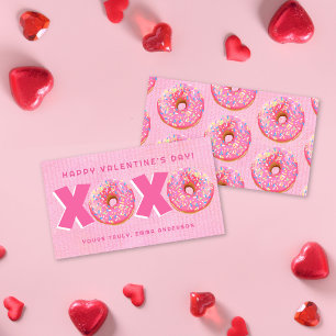Niedliche Rosa Donuts XOXO Valentine-Klassenkarte Mitteilungskarte