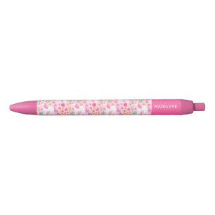 Niedliche Rosa Einhorn-Blume Personalisiert Name Kugelschreiber