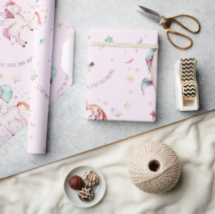 Niedliche, rosa Einhörner machen Ihre eigene Babyd Geschenkpapier