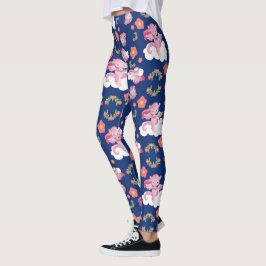Niedliche Rosa Einhörner und Blumenmuster Leggings