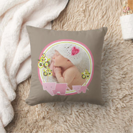 Niedliche Rosa Elefanten Forest Baby Girl Foto Kissen