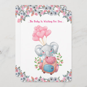 Niedliche Rosa Elephant Baby Dusche Einladung