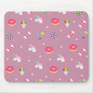niedliche rosa Emoji unicorns Bonbons Blume Lollip Mousepad