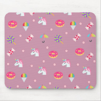 niedliche rosa Emoji unicorns Bonbons Blume Lollip Mousepad