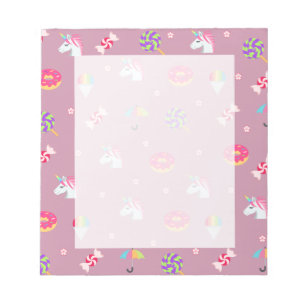 niedliche rosa Emoji unicorns Bonbons Blume Lollip Notizblock