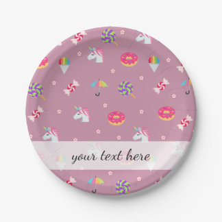 niedliche rosa Emoji unicorns Bonbons Blume Lollip Pappteller