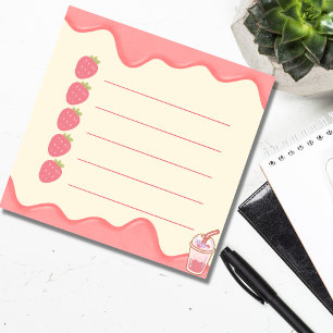 niedliche rosa Erdbeere für Liste nach dem Ende Post-it Klebezettel