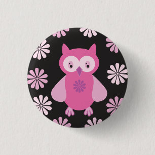 Niedliche Rosa Eule Button