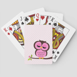 Niedliche rosa Eule Spielkarten