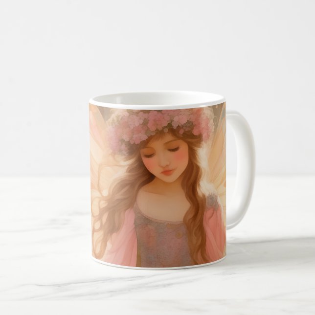 Niedliche Rosa Fairy Fantasy Malerei Kaffeetasse (VorderseiteRechts)
