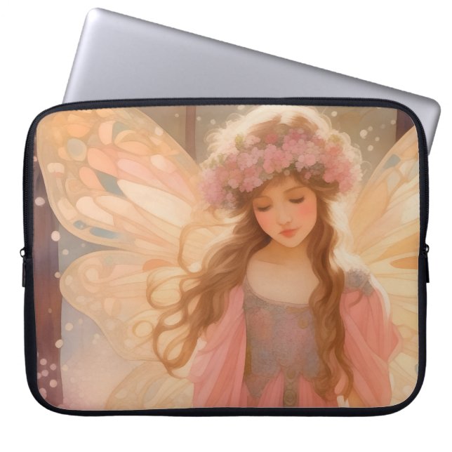 Niedliche Rosa Fairy Fantasy Malerei Laptopschutzhülle (Vorderseite)
