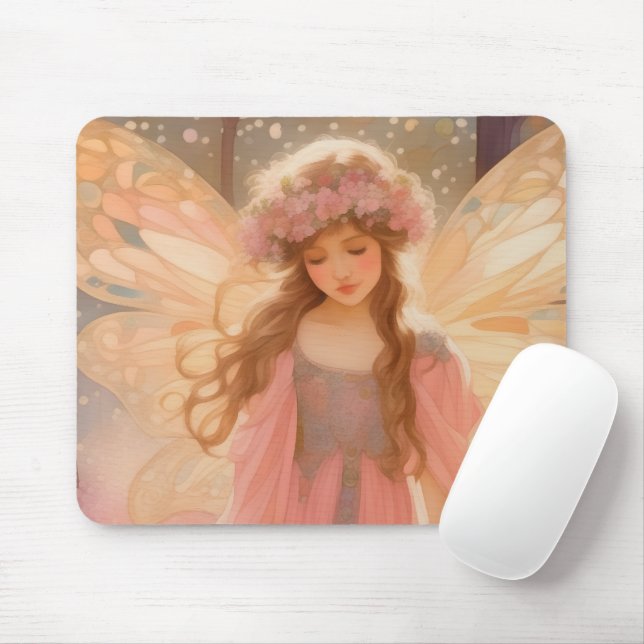 Niedliche Rosa Fairy Fantasy Malerei Mousepad (Mit Mouse)