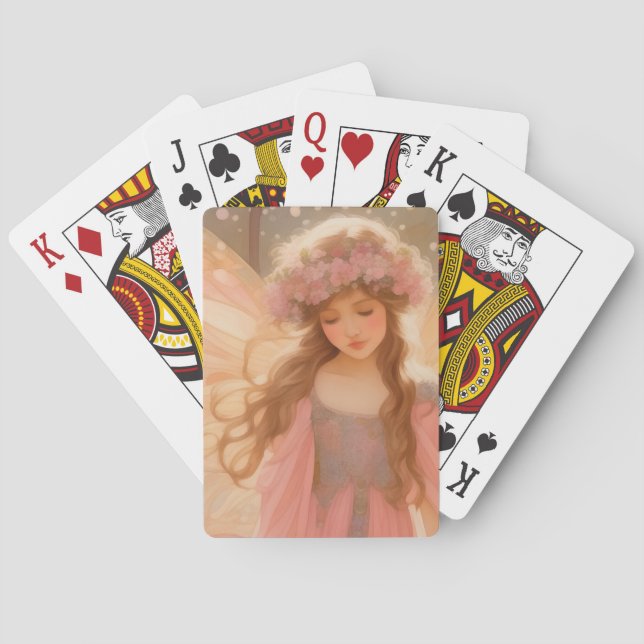 Niedliche Rosa Fairy Fantasy Malerei Spielkarten (Rückseite)