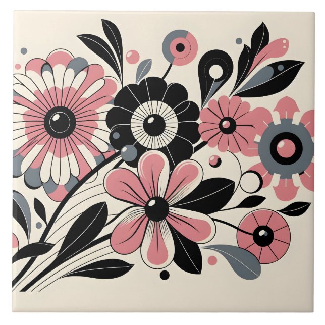 Niedliche Rosa Farbe Pop Blume Fliese (Vorderseite)