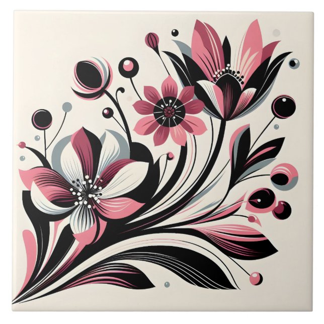 Niedliche Rosa Farbe Pop Blume Fliese (Vorderseite)