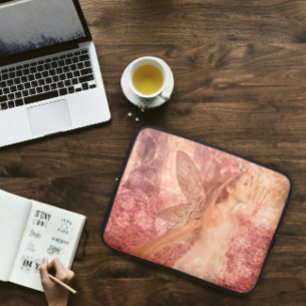 Niedliche Rosa Fee Frühlingsfantasy Art Laptopschutzhülle