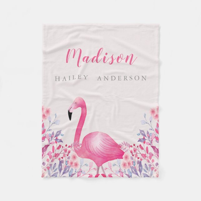 Niedliche rosa Flamingo-Fleece-Decke Fleecedecke (Vorderseite)
