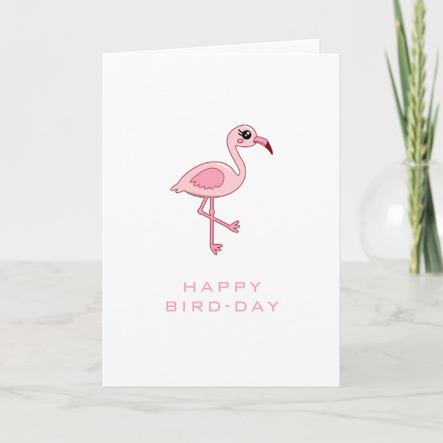 Niedliche Rosa Flamingo Happy Bird-Day Card Karte (Vorderseite)