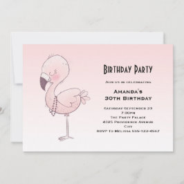 Niedliche Rosa Flamingo Illustration Geburtstag Einladung