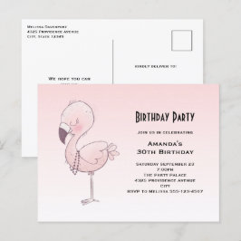 Niedliche Rosa Flamingo Illustration Geburtstagspa Postkarte