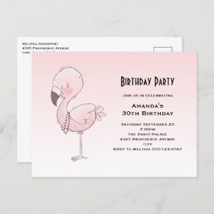 Niedliche Rosa Flamingo Illustration Geburtstagspa Postkarte