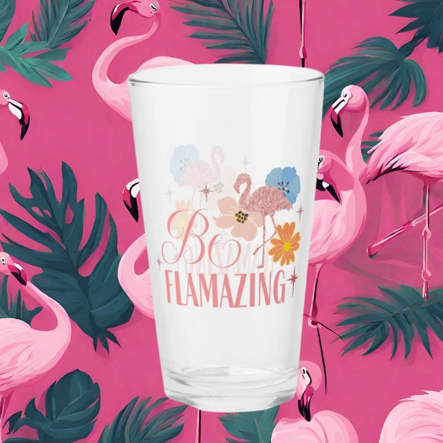 niedliche Rosa Flamingo Strandkunst Glas (Von Creator hochgeladen)