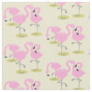 Niedliche Rosa Flamingo triblauer Cartoon Abbildun Stoff