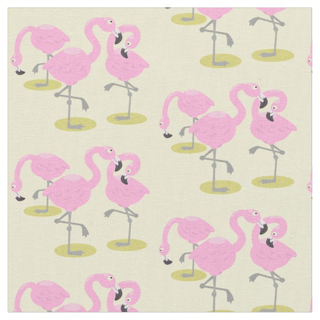 Niedliche Rosa Flamingo triblauer Cartoon Abbildun Stoff (Nahaufnahme)