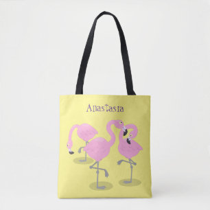 Niedliche Rosa-Flamingo-Trio-Cartoon-Abbildung