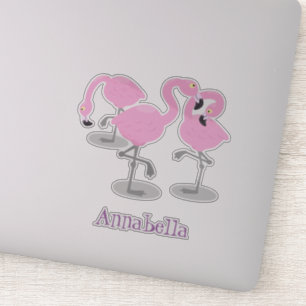 Niedliche Rosa-Flamingo-Trio-Cartoon-Abbildung Aufkleber