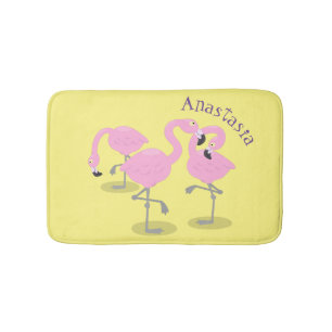 Niedliche Rosa-Flamingo-Trio-Cartoon-Abbildung Badematte