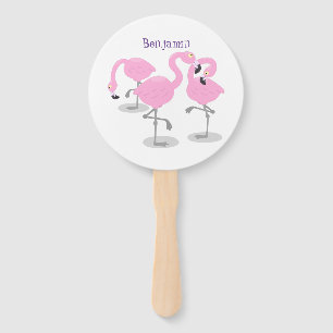 Niedliche Rosa-Flamingo-Trio-Cartoon-Abbildung Fächer