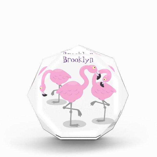 Niedliche Rosa-Flamingo-Trio-Cartoon-Abbildung Fotoblock (Vorderseite)