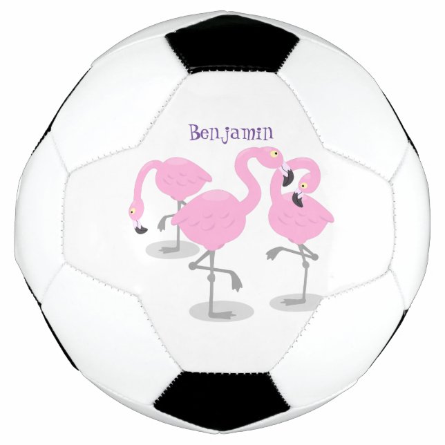 Niedliche Rosa-Flamingo-Trio-Cartoon-Abbildung Fußball (Vorderseite)