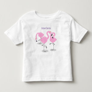 Niedliche Rosa-Flamingo-Trio-Cartoon-Abbildung Kleinkind T-shirt