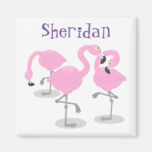 Niedliche Rosa-Flamingo-Trio-Cartoon-Abbildung Magnet
