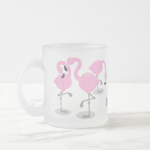 Niedliche Rosa-Flamingo-Trio-Cartoon-Abbildung Mattglastasse