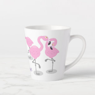 Niedliche Rosa-Flamingo-Trio-Cartoon-Abbildung Milchtasse