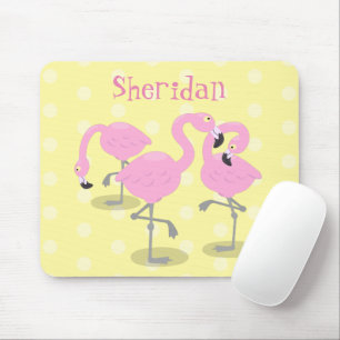 Niedliche Rosa-Flamingo-Trio-Cartoon-Abbildung Mousepad