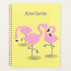 Niedliche Rosa-Flamingo-Trio-Cartoon-Abbildung Planer