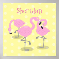 Niedliche Rosa-Flamingo-Trio-Cartoon-Abbildung