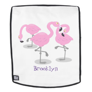 Niedliche Rosa-Flamingo-Trio-Cartoon-Abbildung Rucksack