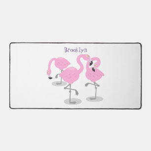 Niedliche Rosa-Flamingo-Trio-Cartoon-Abbildung Schreibtischunterlage