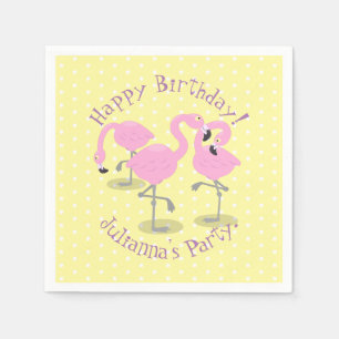 Niedliche Rosa-Flamingo-Trio-Cartoon-Abbildung Serviette