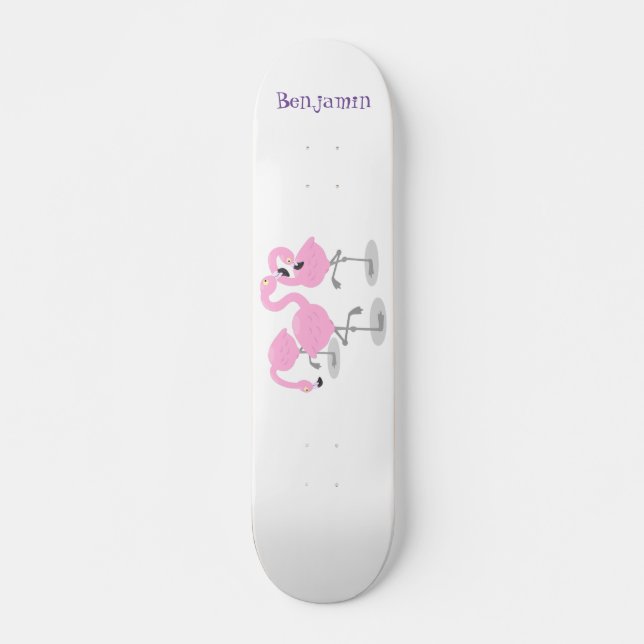 Niedliche Rosa-Flamingo-Trio-Cartoon-Abbildung Skateboard (Vorne)