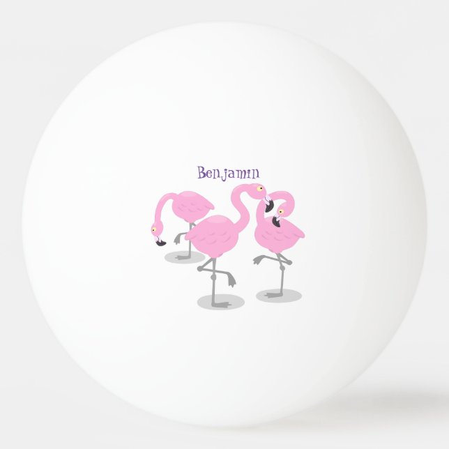 Niedliche Rosa-Flamingo-Trio-Cartoon-Abbildung Tischtennisball (Vorderseite)